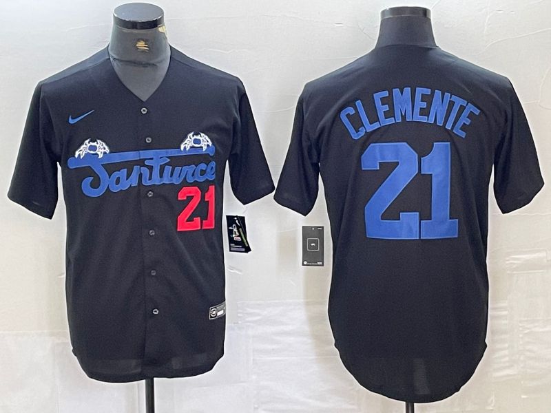 Men Pittsburgh Pirates #21 Clemente Black Nike Game MLB Jersey style 1
